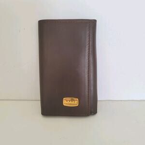 BALLY Switzerland 6 Hooks Key Coin Case Wallet Holder Brown Leather 4x2